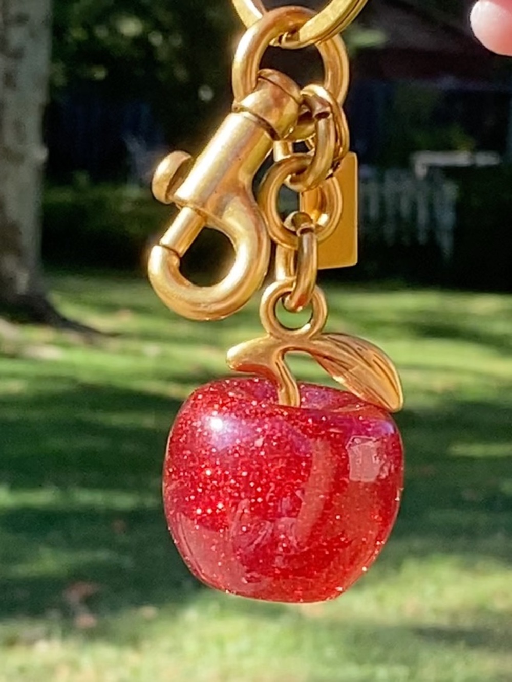 Apple Red Glitter Ball Bag Charm/KeyChain